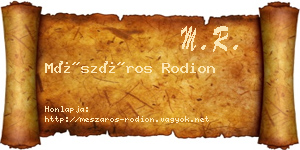 Mészáros Rodion névjegykártya